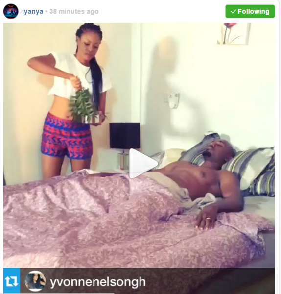 Iyanya Posts Video of Yvonne Nelson Chanting His Name to Wish Her A Happy Birthday