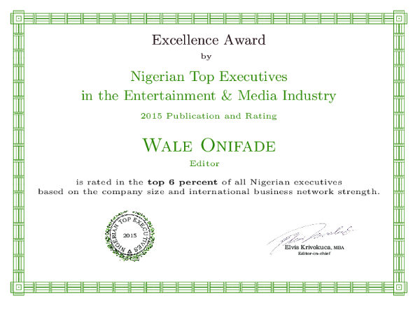 SocietyGists Editor, Wale Onifade Honoured with An International Award of Excellence