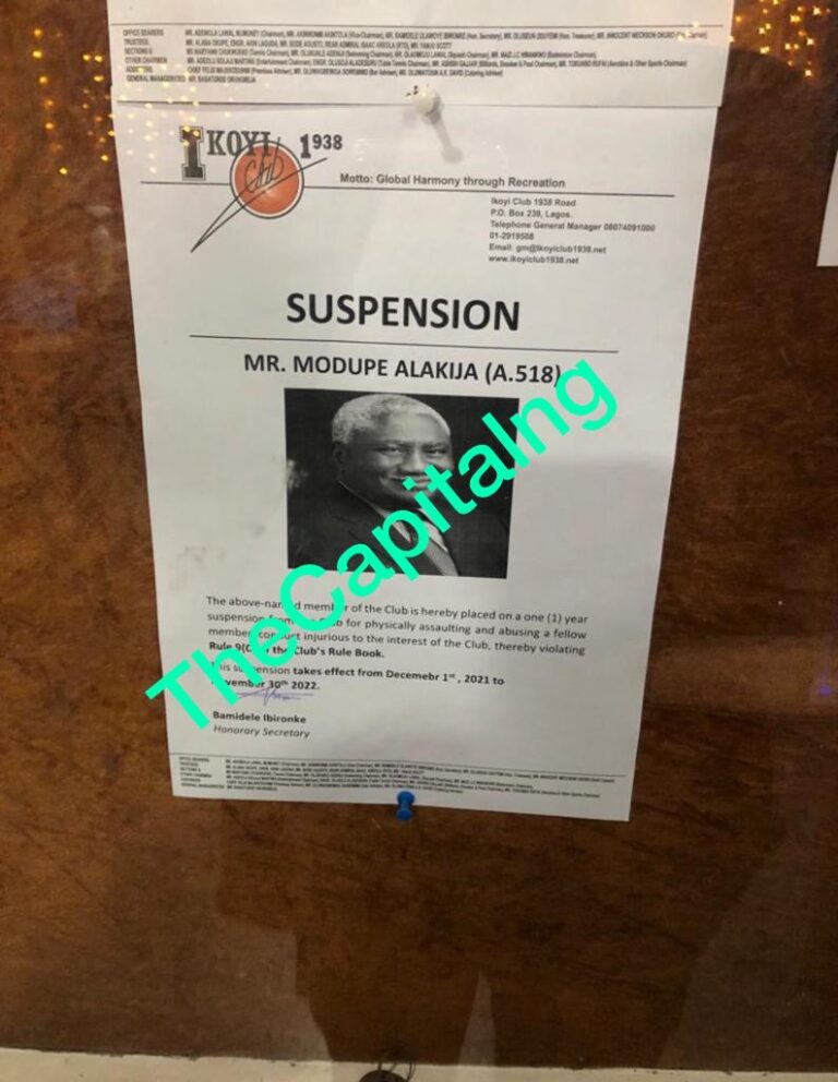 Ikoyi Club Punishes Folorunso Alakija’s Husband For Beating A Member
