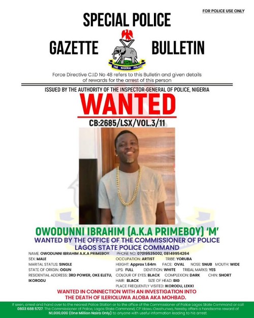 BREAKING [MOHBAD]: Lagos State Police Command Declares Primeboy Wanted – PorscheClassy Media