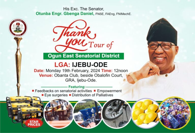 Otunba Gbenga Daniel Embarks on Thank You Tour of Ogun East Senatorial District