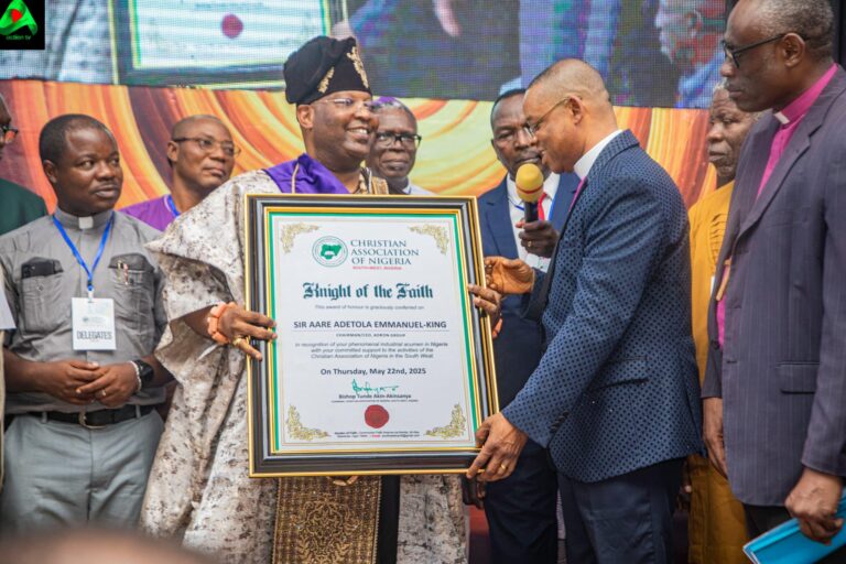 Aare Adetola Emmanuelking Conferred with First-Ever “Knight of Faith” Title By CAN South West Nigeria