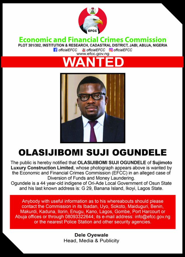 EFCC Declares Sujimoto Wanted for Money Laundering and Fund Diversion