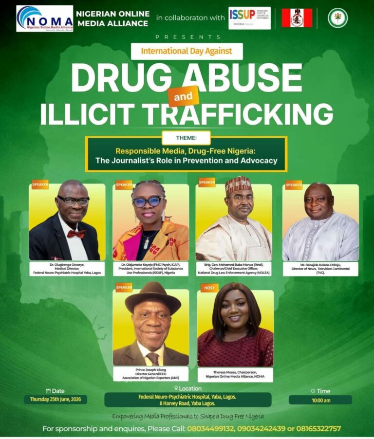 NOMA, NDLEA, ISSUP Nigeria Unite to Train Journalists on Drug Abuse Prevention