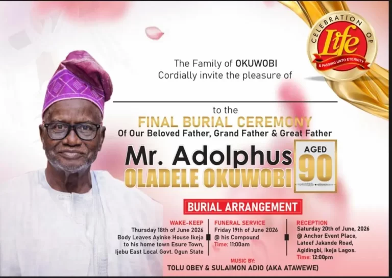 Family Unveils Burial Plans for Late Adolphus Okuwobi as Final Rites Hold June 18-20