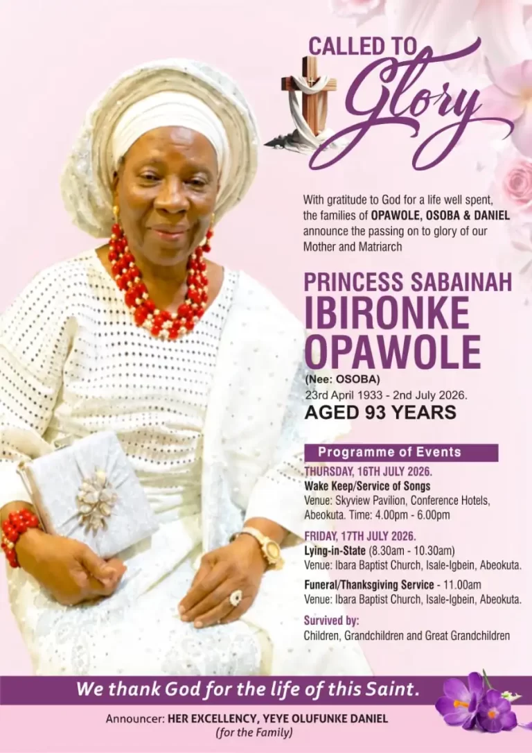 Family Announces Burial Date for Ex-Ogun First Lady Olufunke Daniel’s Mother
