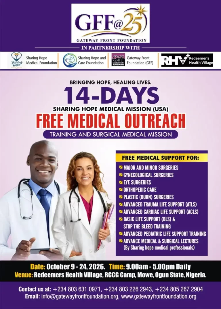 From Pain to Possibility: Major Free Medical Mission Set for Redeemer’s Health Village, Mowe